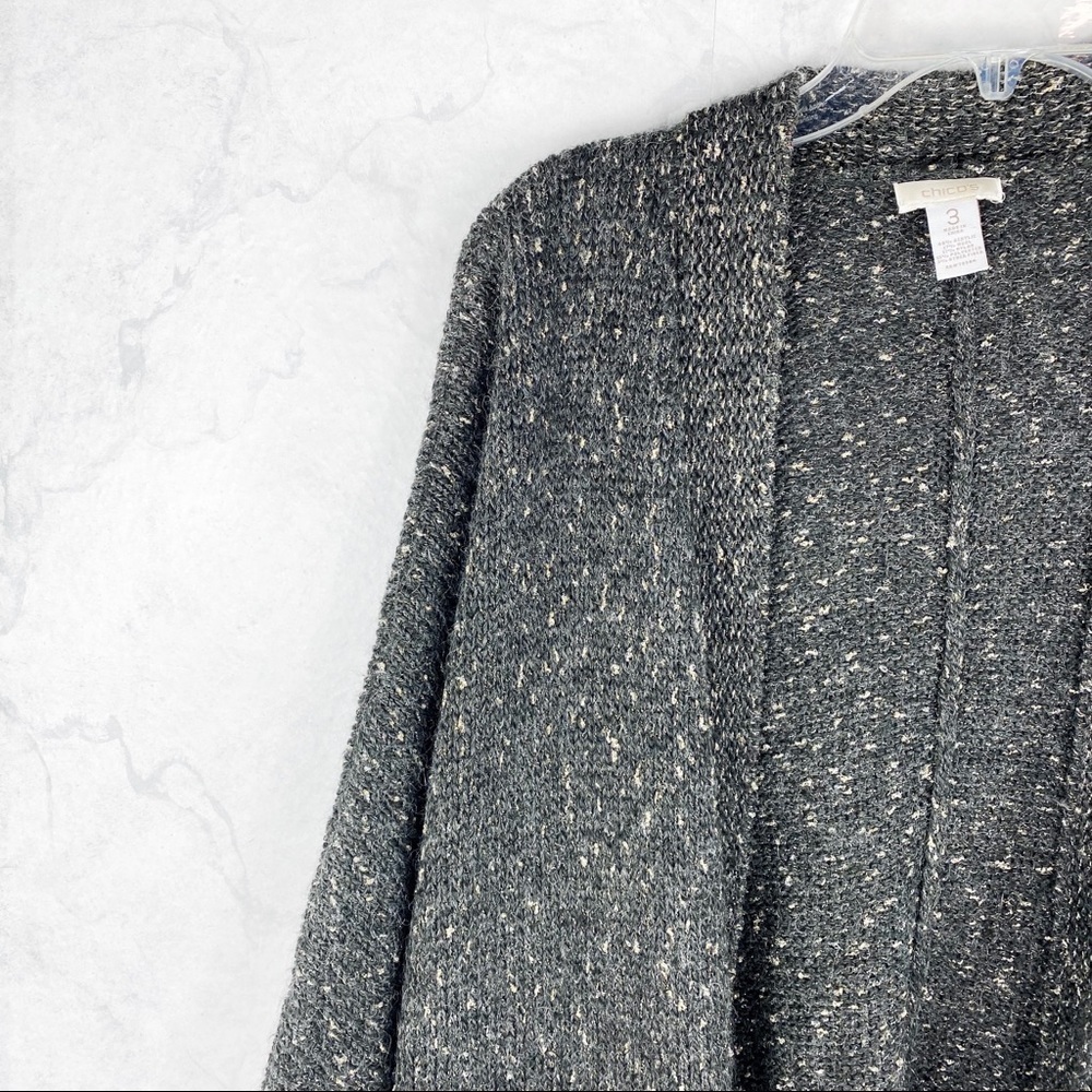 [Chicos] Gray Mesh Knit Cardigan - Picture 2 of 3